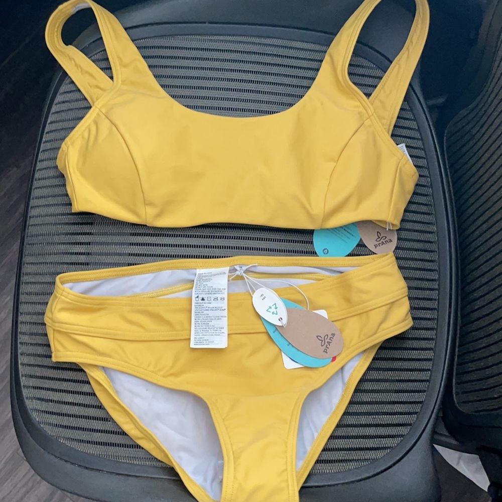 PrAna Bikini Top & Bottom Mustard Yellow NWT